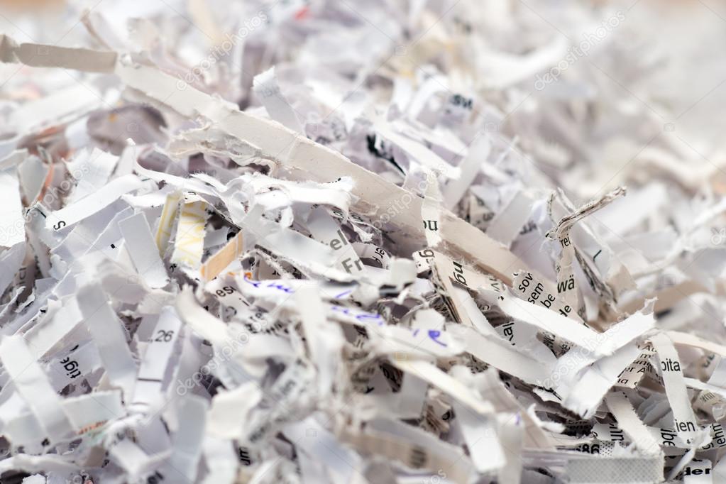 Closeup of shredded paper documents