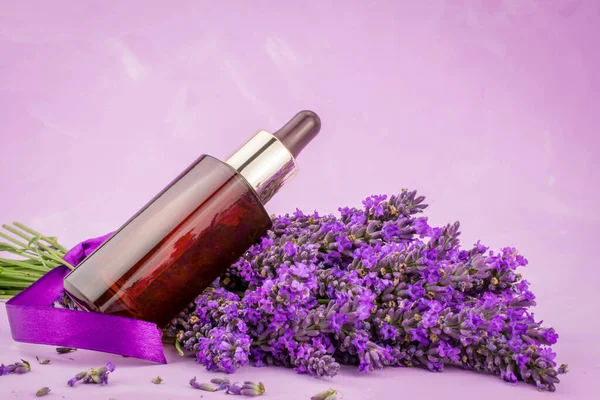 Lavendel Ört Och Eterisk Aromaterapi Olja — Stockfoto