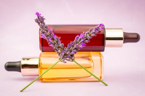 Lavendel Ört Och Eterisk Aromaterapi Olja — Stockfoto