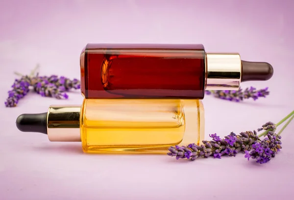 Lavendel Ört Och Eterisk Aromaterapi Olja — Stockfoto