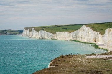 Seven Sisters Ulusal Parkı, beyaz uçurumlar, sahil, okyanus Doğu Sussex