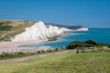 Seven Sisters Ulusal Parkı, beyaz uçurumlar, sahil, okyanus Doğu Sussex