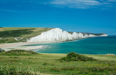 Seven Sisters Ulusal Parkı, beyaz uçurumlar, sahil, okyanus Doğu Sussex