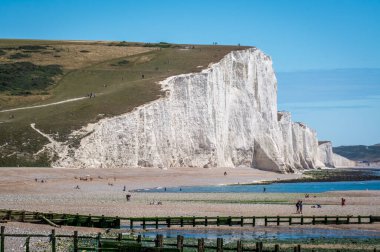 Seven Sisters Ulusal Parkı, beyaz uçurumlar, sahil, okyanus Doğu Sussex