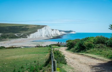 Seven Sisters Ulusal Parkı, beyaz uçurumlar, sahil, okyanus Doğu Sussex