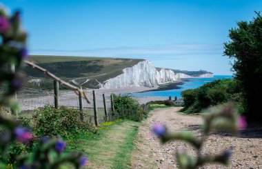 Seven Sisters Ulusal Parkı, beyaz uçurumlar, sahil, okyanus Doğu Sussex