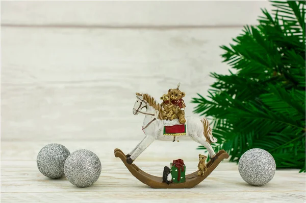 Navidad Juguete Madera Mecedora Caballo — Foto de Stock
