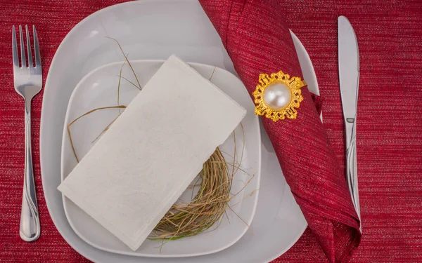 Traditional East European Christmas Eve Wafer Plate Hay — Stock Photo, Image