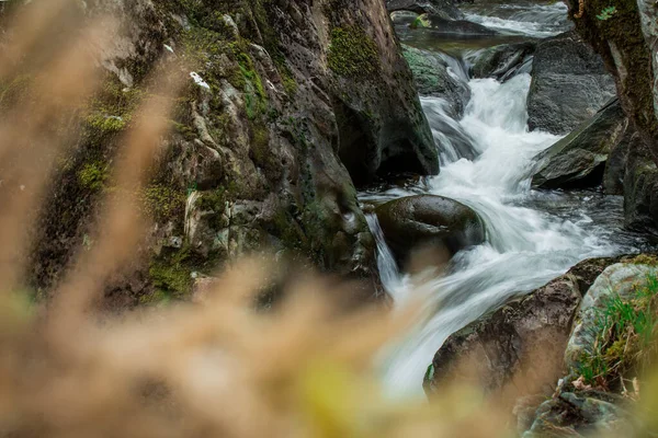 Liten Flod Bergen Med Klart Vatten Wales — Stockfoto