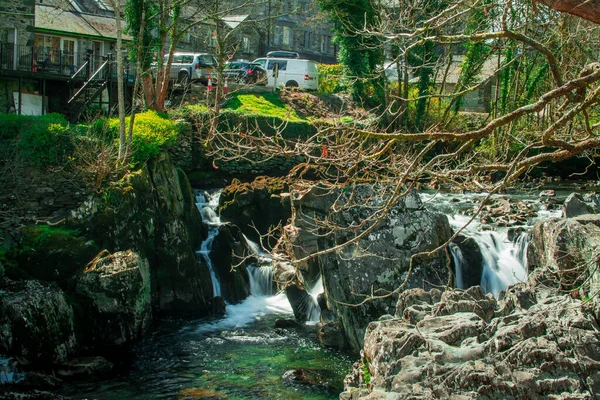 Ein Kleiner Fluss Den Bergen Mit Klarem Wasser Wales — Stockfoto