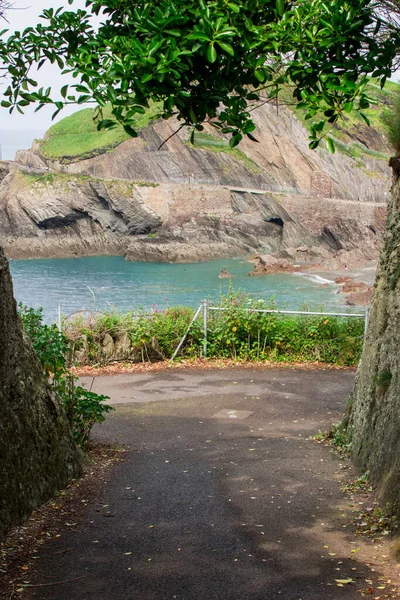 Manzara, Kuzey Devon 'daki yeşil tepeler, deniz.-