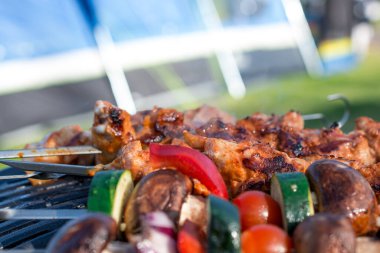 Mangalda et ve sebze ızgarada.