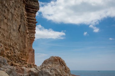 Hive Sahili, Bridport, Dorset, uçurumların manzarası.