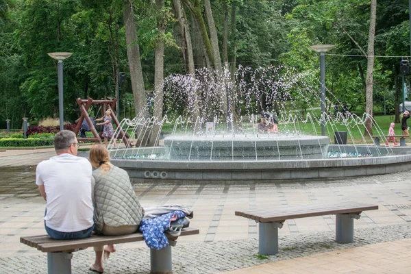 Muzycznych Fontanna Parku Spa Druskiennikach Litwa — Zdjęcie stockowe