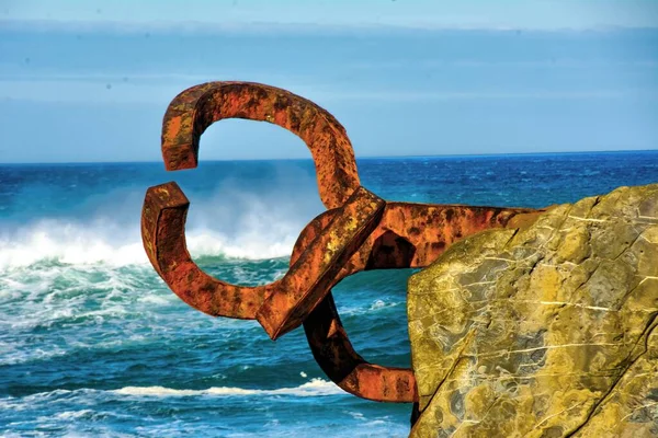 Cidade Donostia Gipuzkoa Espanha Você Pode Desfrutar Desta Escultura Chillida — Fotografia de Stock