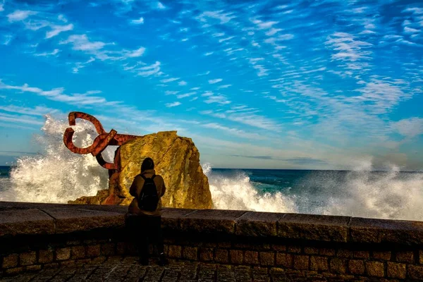 Donostia Gipuzkoa Spanya Şehrinde Chillida Nın Peine Del Viento Adlı — Stok fotoğraf