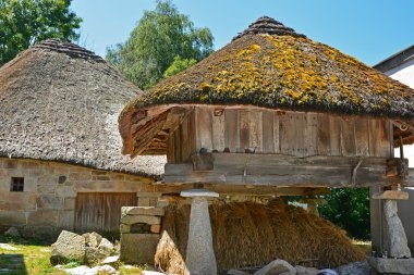 Palloza ve horreo. Leon. İspanya.