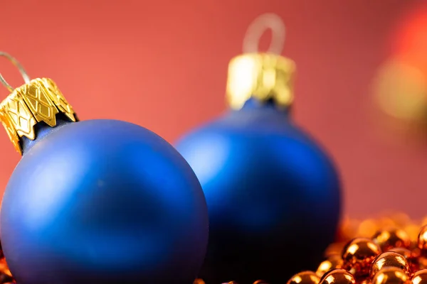 Balle Natale Sfondo Rosso Concetto Natale — Foto Stock