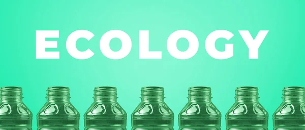 Banner Ecológico Botellas Plástico Que Simbolizan Segregación Del Plástico Tierra — Foto de Stock