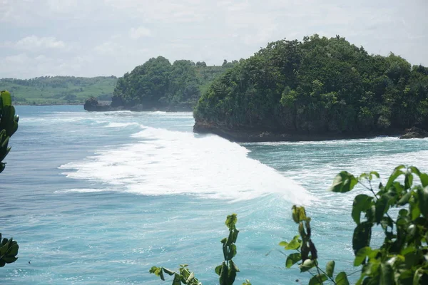 Piękna Plaża Tambakrejo Blitar Jawa Wschodnia Indonezja — Zdjęcie stockowe