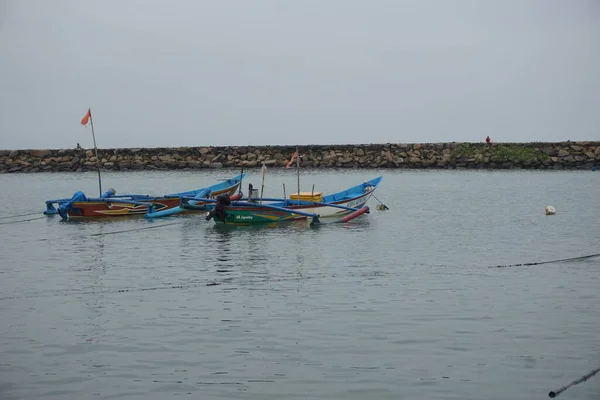 Blitar Java Oriental Indonesia Abril 2020 Barco Mar Tambakrejo — Foto de Stock