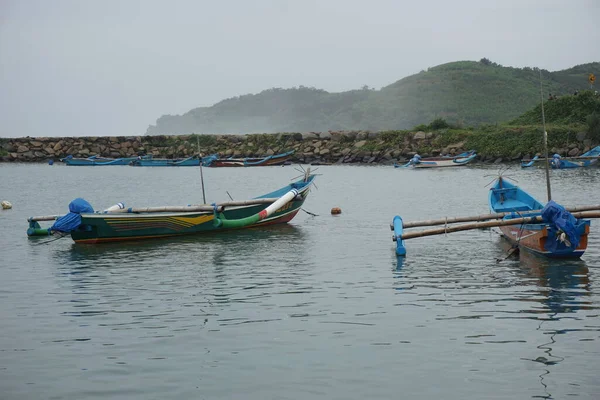 Blitar East Java Indonesia April 10Th 2020 Boat Sea Tambakrejo — Stock Photo, Image