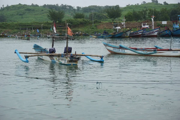 Blitar East Java Indonesien April 2020 Båt Vid Havet Tambakrejo — Stockfoto