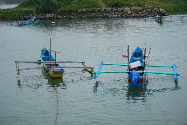 Blitar East Java Indonesia April 10Th 2020 Boat Sea Tambakrejo — Stock Photo, Image