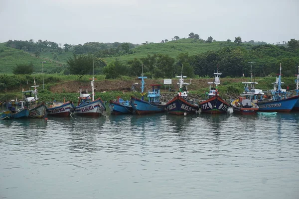 Blitar Java Oriental Indonesia Abril 2020 Barco Mar Tambakrejo — Foto de Stock