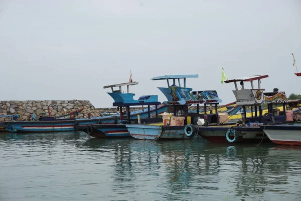 Blitar Java Oriental Indonesia Abril 2020 Barco Mar Tambakrejo — Foto de Stock