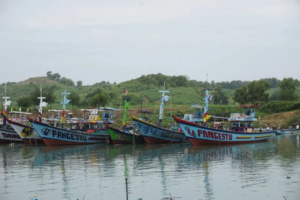 Blitar Java Oriental Indonesia Abril 2020 Barco Mar Tambakrejo — Foto de Stock