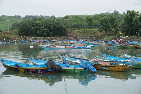 Blitar Java Oriental Indonesia Abril 2020 Barco Mar Tambakrejo — Foto de Stock