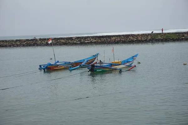 Blitar Oost Java Indonesië April 2021 Boot Tambakrejo Strand — Stockfoto