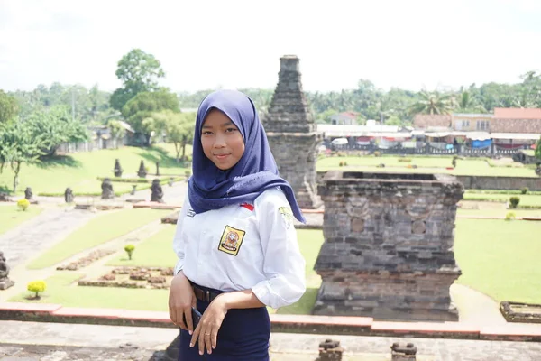 Blitar East Java Indonesia Aprile 2021 Studente Della Scuola Media — Foto Stock