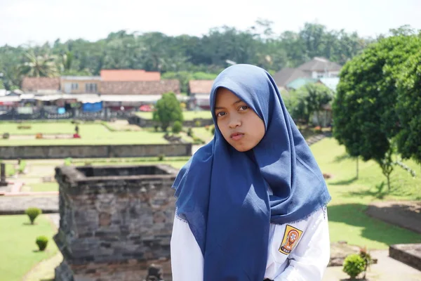 Blitar Java Oriental Indonésia Abril 2021 Estudante Ensino Médio Júnior — Fotografia de Stock