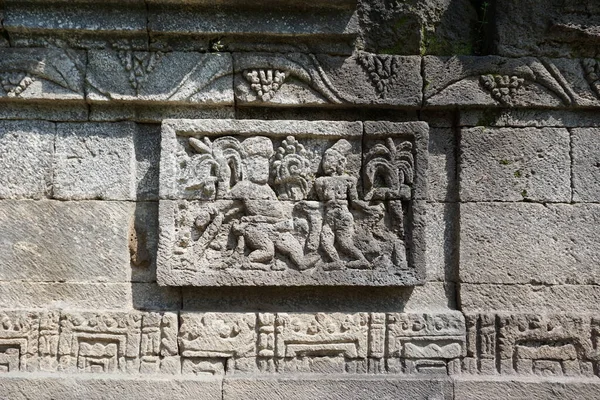 Kediri Java Oriental Indonésia Março 2021 Alívio Sobre Pedra Templo — Fotografia de Stock