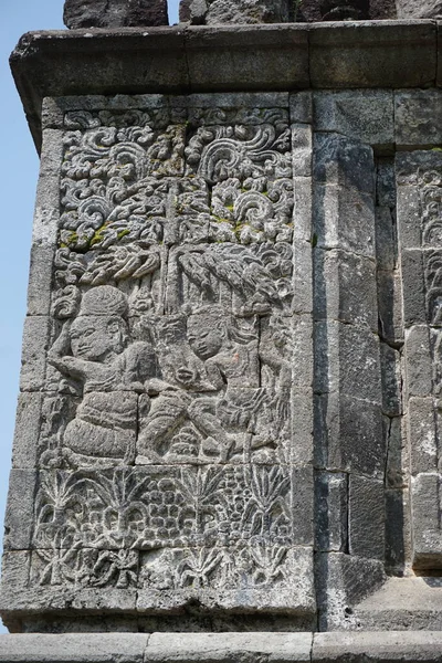 Kediri Java Oriental Indonésia Março 2021 Alívio Sobre Pedra Templo — Fotografia de Stock