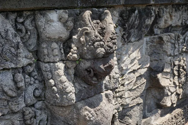 Alívio Antigo Pedra Templo Penatarano Blitar Java Oriental Indonésia — Fotografia de Stock