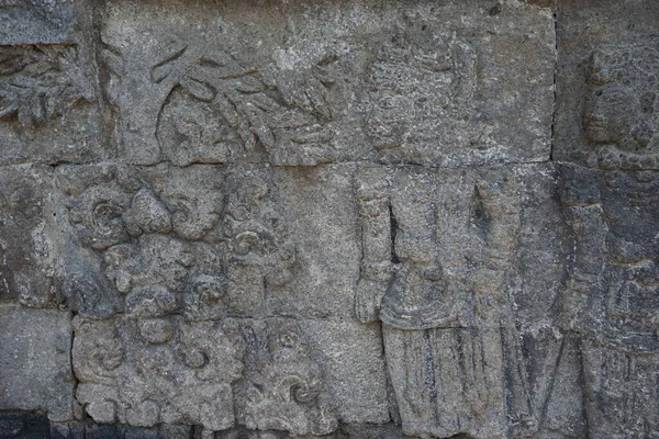 Antiguo Relieve Piedra Del Templo Penatarán Blitar Java Oriental Indonesia —  Fotos de Stock