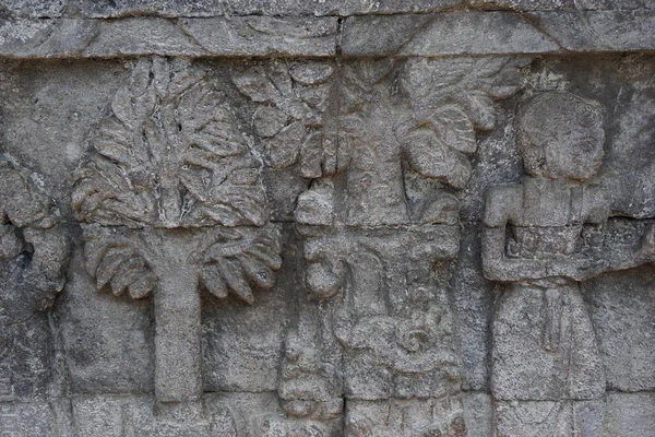 Αρχαία Ανάγλυφο Στην Πέτρα Του Ναού Του Πενατάραν Blitar Ανατολική — Φωτογραφία Αρχείου
