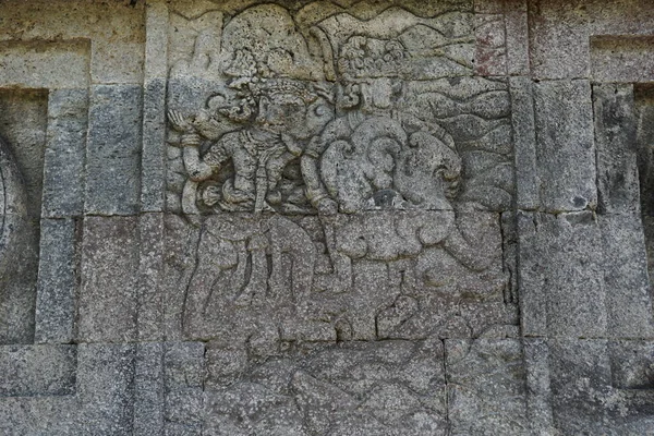 Ancien Relief Sur Pierre Temple Penataran Blitar Java Oriental Indonésie — Photo