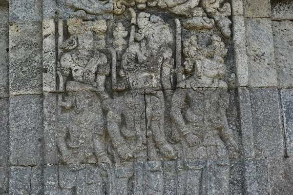 Blitar Jawa Wschodnia Indonezja Kwietnia 2021 Starożytna Płaskorzeźba Kamieniu Świątyni — Zdjęcie stockowe