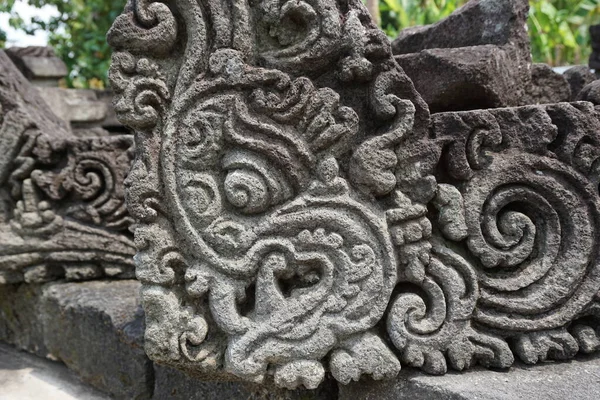 Blitar Java Oriental Indonésia Abril 2021 Esculpir Pedra Templo Simping — Fotografia de Stock