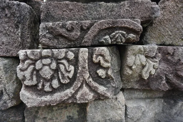 Blitar Java Oriental Indonesia Abril 2021 Talla Piedra Templo Simping — Foto de Stock