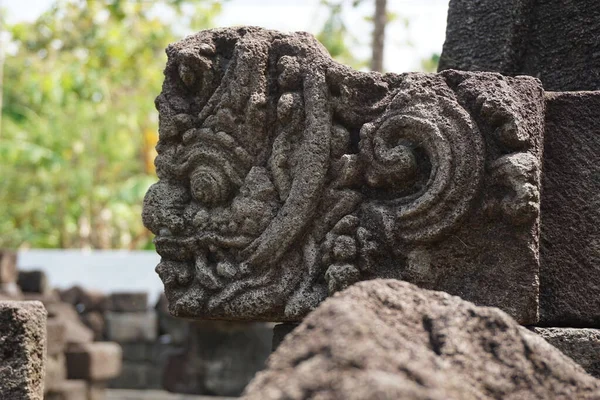 Blitar Java Oriental Indonésia Abril 2021 Esculpir Pedra Templo Simping — Fotografia de Stock