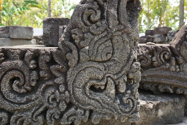 Blitar Java Oriental Indonésia Abril 2021 Esculpir Pedra Templo Simping — Fotografia de Stock