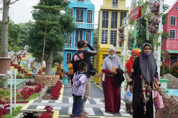 Vue Bâtiment Coloré Sur Kota Mungil Ngancar Kediri Java Oriental — Photo