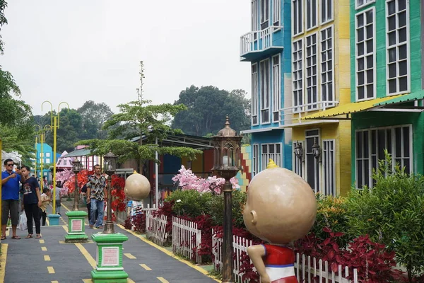 Vue Bâtiment Coloré Sur Kota Mungil Ngancar Kediri Java Oriental — Photo