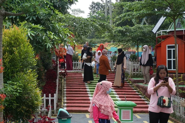 Vista Edifício Colorido Kota Mungil Ngancar Kediri Java Oriental Indonésia — Fotografia de Stock