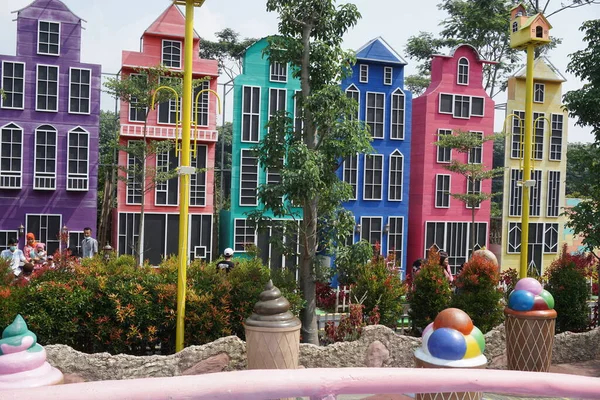 Bâtiment Coloré Sur Kota Mungil Ngancar Kediri Java Oriental Indonésie — Photo